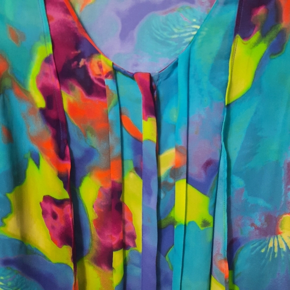 Worthington Top Women's Sz PXL Multicolor Sleeveless Button Down Ruffles - Picture 4 of 10